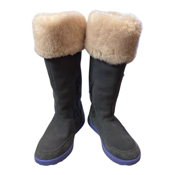 Ugg Heart Amber Kitten Gray Purple Corduroy Girls Youth Kids Winter Tall Boots 1 - Picture 3 of 7